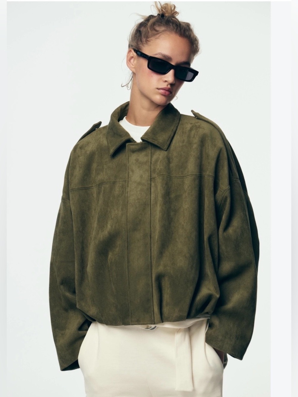 Zara oversized suede effect bomber